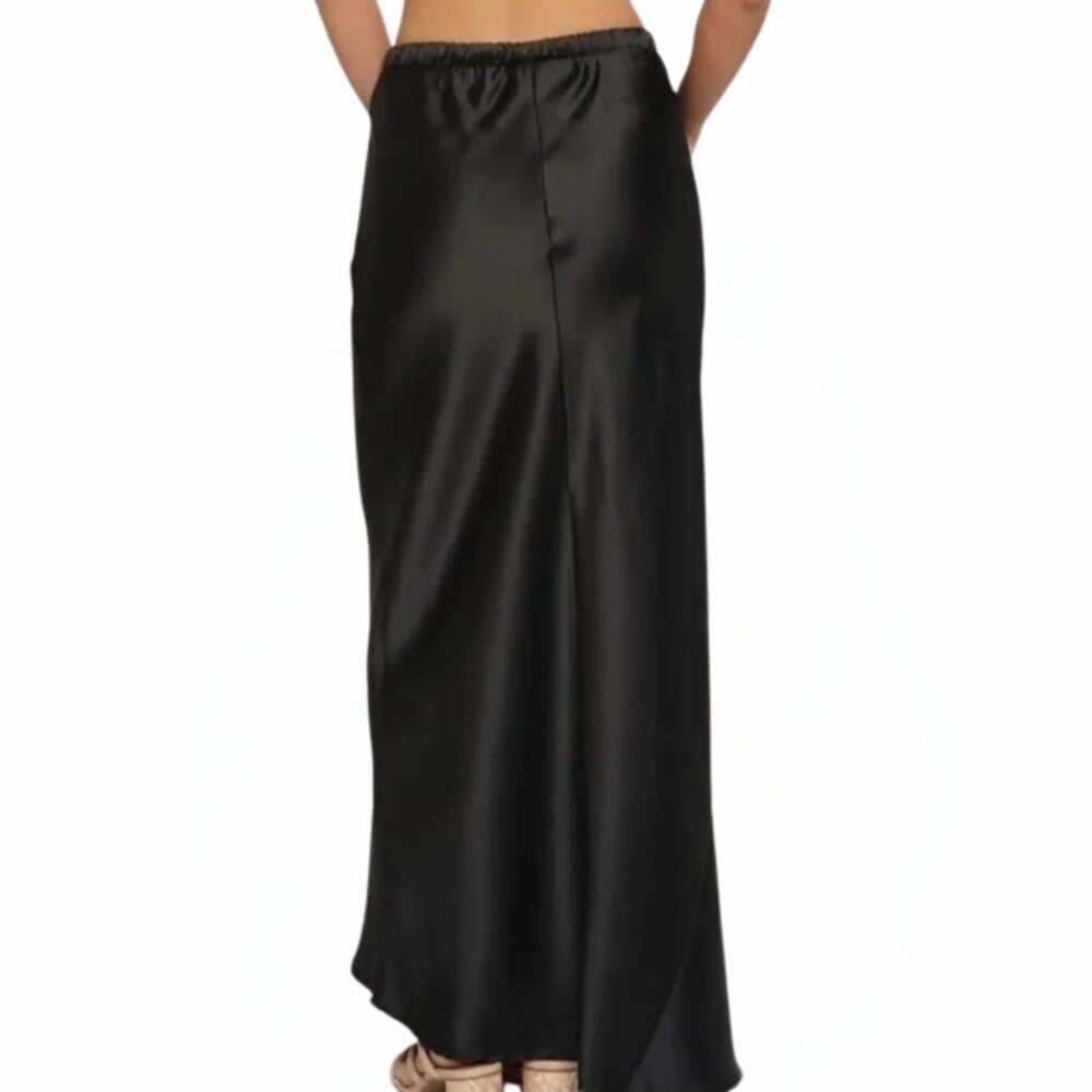 Black Satin Maxi Skirt – Chic & Elegant - Picture 2 of 4